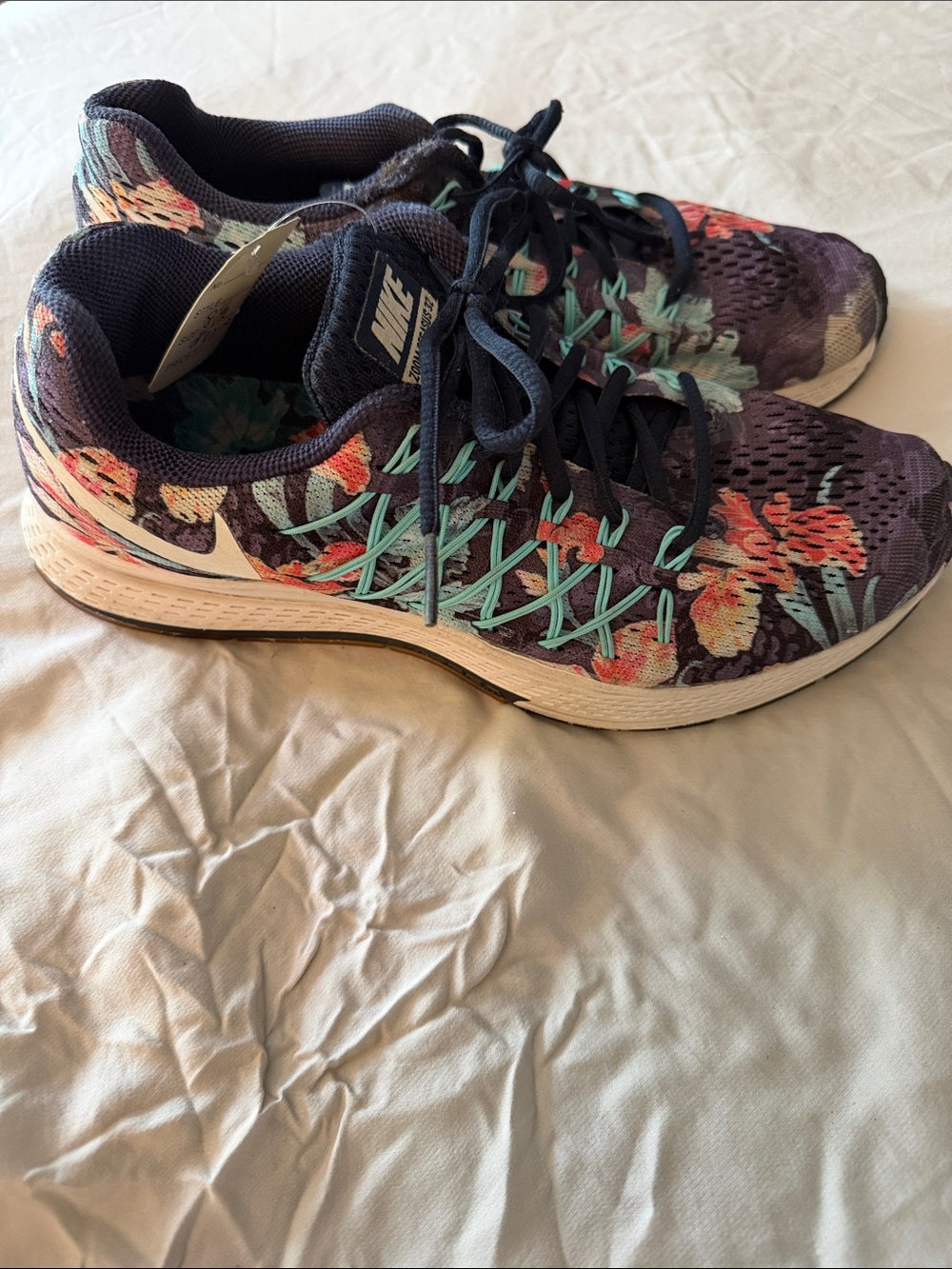 Nike Floral Print Running Shoes - Purple, Teal & Coral - Picture 2 of 3